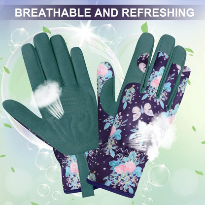 Womens Gardening Weeding Working Gloves, Leather Garden Glove for Women Thorn Proof No Stab for