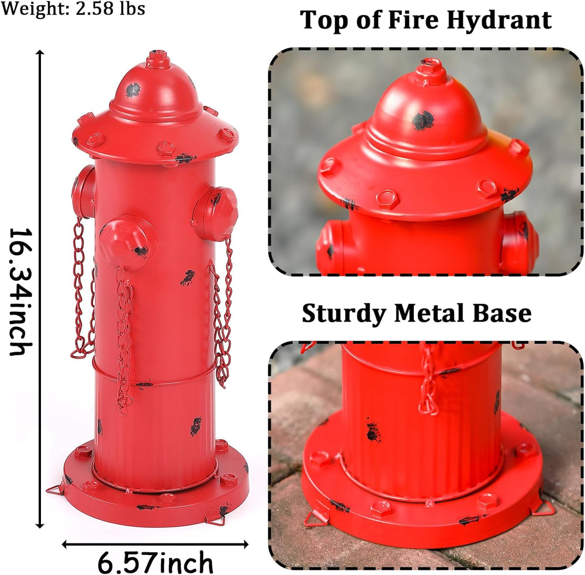 Fire Hydrant for Dogs to Pee on, Metal Puppy Pee Post for Dogs, Red Fake Fire Hydrant with Stakes