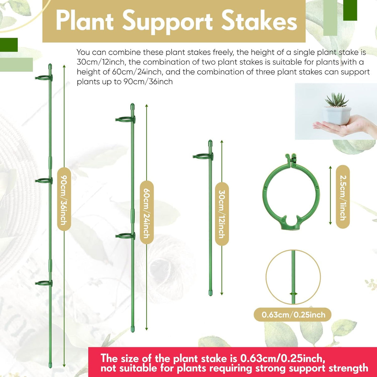 meekoo 120 Pcs Adjustable Garden Plant Support Stakes Single Stem Plant Cage Support Rings with