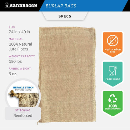 Sandbaggy Burlap Bags Large 24" x 40" - Potato Sack Race Bags for Kids & Adults | Perfect Birthday