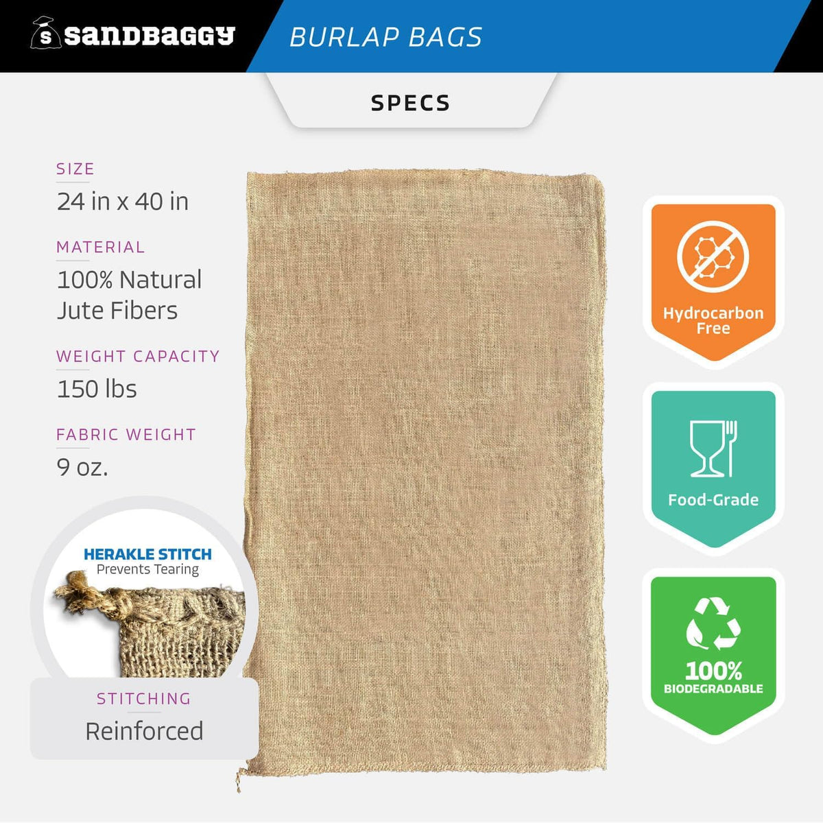 Sandbaggy Burlap Bags Large 24" x 40" - Potato Sack Race Bags for Kids & Adults | Perfect Birthday