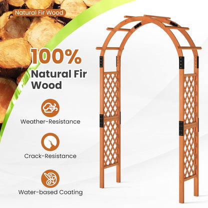 Giantex 7.7FT Wooden Garden Arbor Trellis, Outdoor Pergola Arch with Climbing Plant Support, Wood