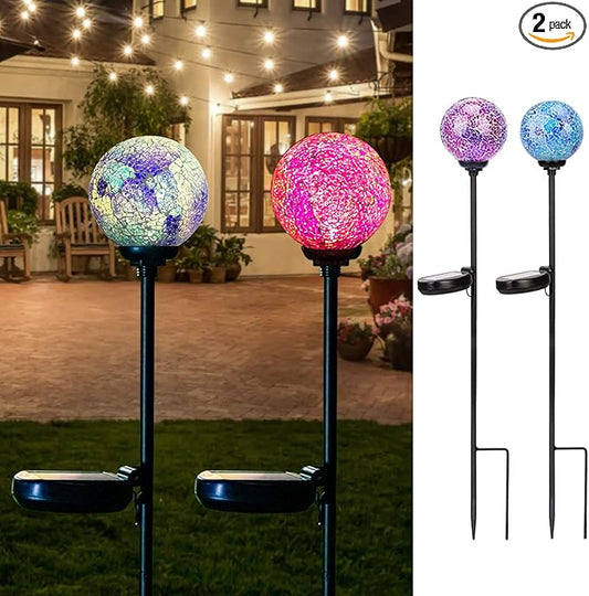 VCUTEKA Solar Garden Decorative Lights Outdoor, Mosaic Solar Light Waterproof LED Pathway Stake