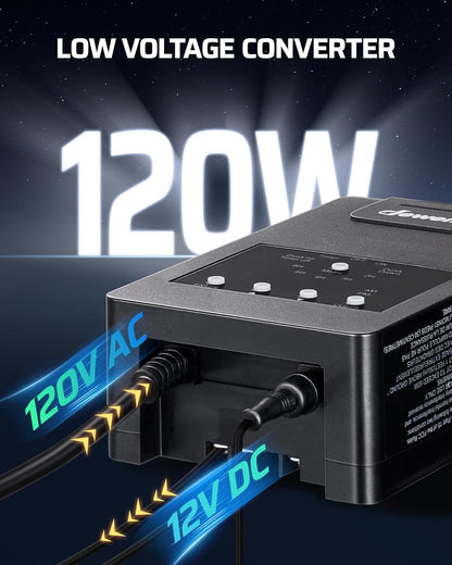 DEWENWILS 120W Low Voltage Transformer with Photocell Sensor & Timer, 120V AC to 12V DC
