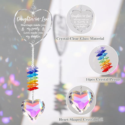Daughter in Law Gifts, Birthday Wedding Gift - Crystal Suncatcher, Christmas, Anniversary Presents