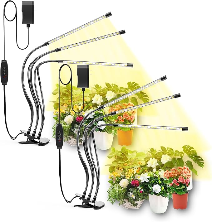 bseah Grow Light for Indoor Plants, Full Spectrum Plant Grow Lamp with 3/9/12H Timer, Auto ON &