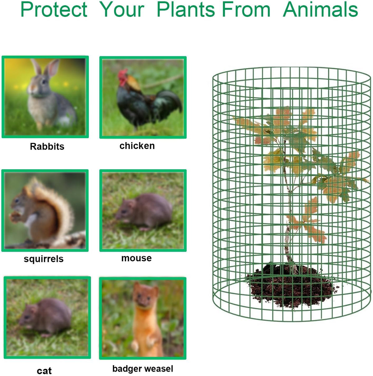 6 PCS Plant Protectors from Animals,14" H X 13" D Metal Mesh Plant Cage Covers with Garden Plant