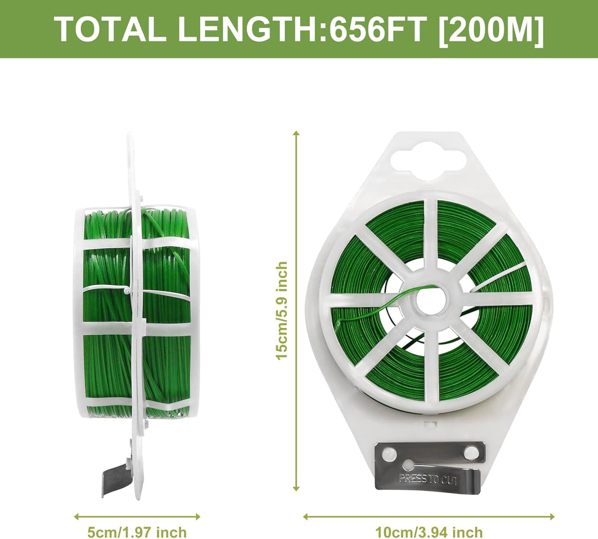SumDirect Plant Ties,1312FT/400m Green Garden Twist Ties with Cutter for Gardening Plants Growth