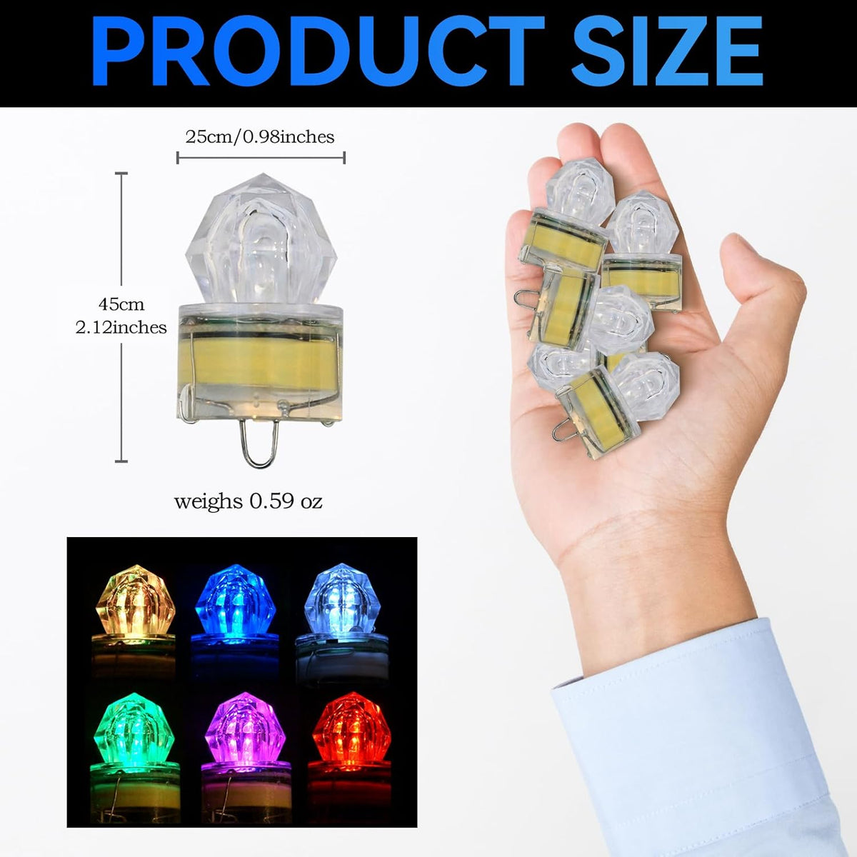 LED Underwater Fishing Lures，LED Lighted Bait Flasher，Deep Drop Fishing Lures，Fish Eye Attractive
