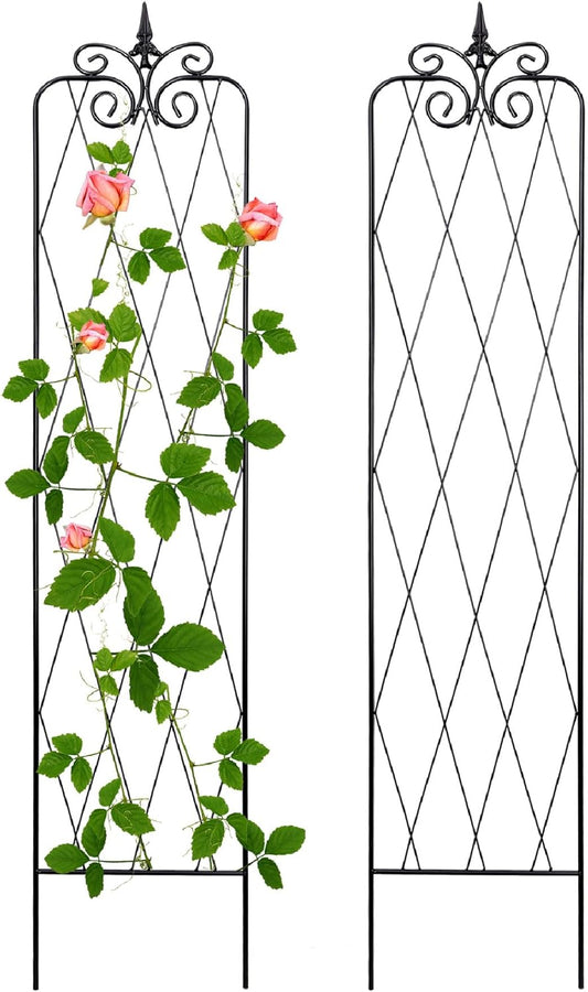 2 Pack 71" H x15 W Trellis,Black Garden Trellis for Climbing Plants Outdoor Metal Frame Sturdy