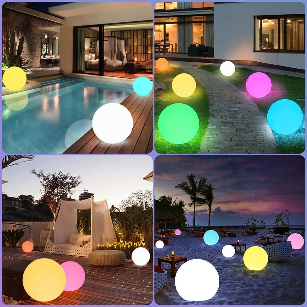 12 Inch Solar Glowing Ball Light Outdoor, Solar Garden Globe Light w/Remote, RGB Color Changing