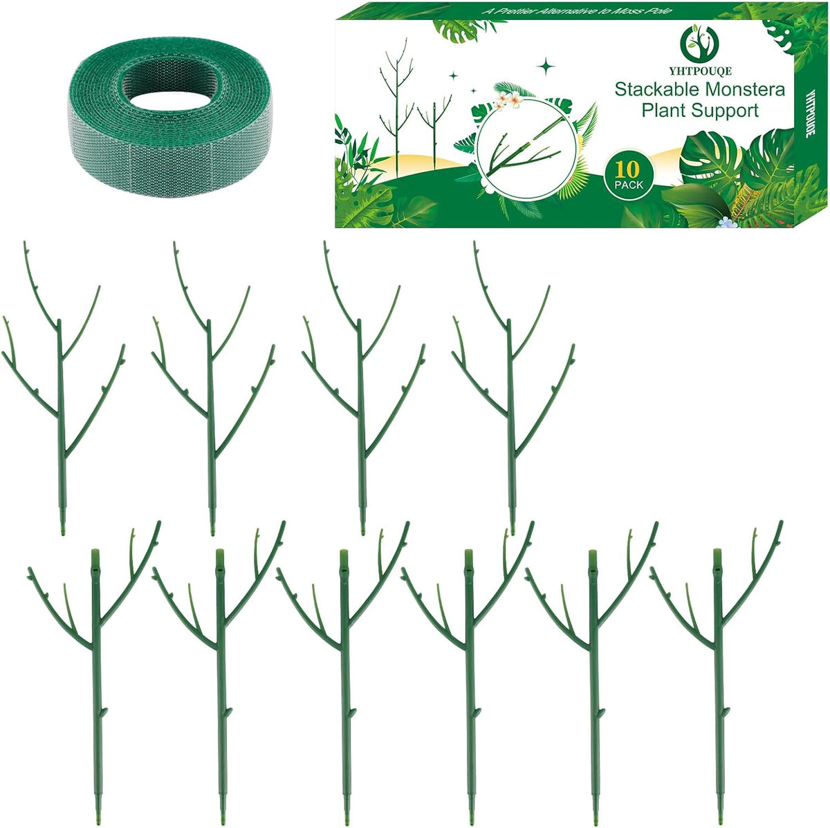 10 Pack Stackable Monstera Plant Support, Garden Stakes for Climing Plants Stem Support, Durable
