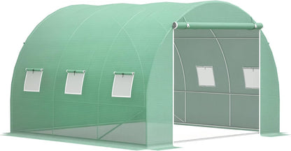 Outsunny 10' x 10' x 6.5' Walk-in Tunnel Hoop Greenhouse, Polyethylene PE Cover, Steel Frame