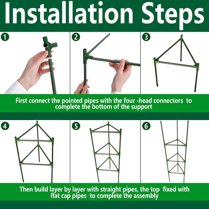 4 Packs 47 x 12 Inch Garden Tomato Cages with Grow Bags- Triangle Plant Support Trellis Assembled
