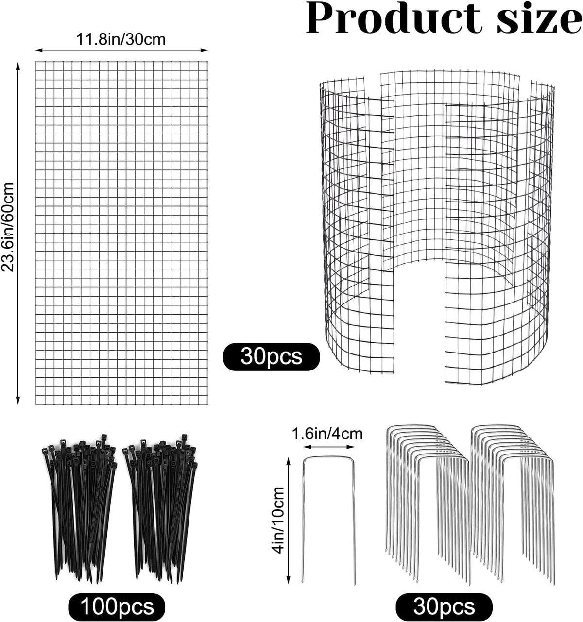 30 Pcs 24'' x 12'' Large Wire Plant Protector from Animals, 10 Pack Metal Plant Cage Chicken Wire