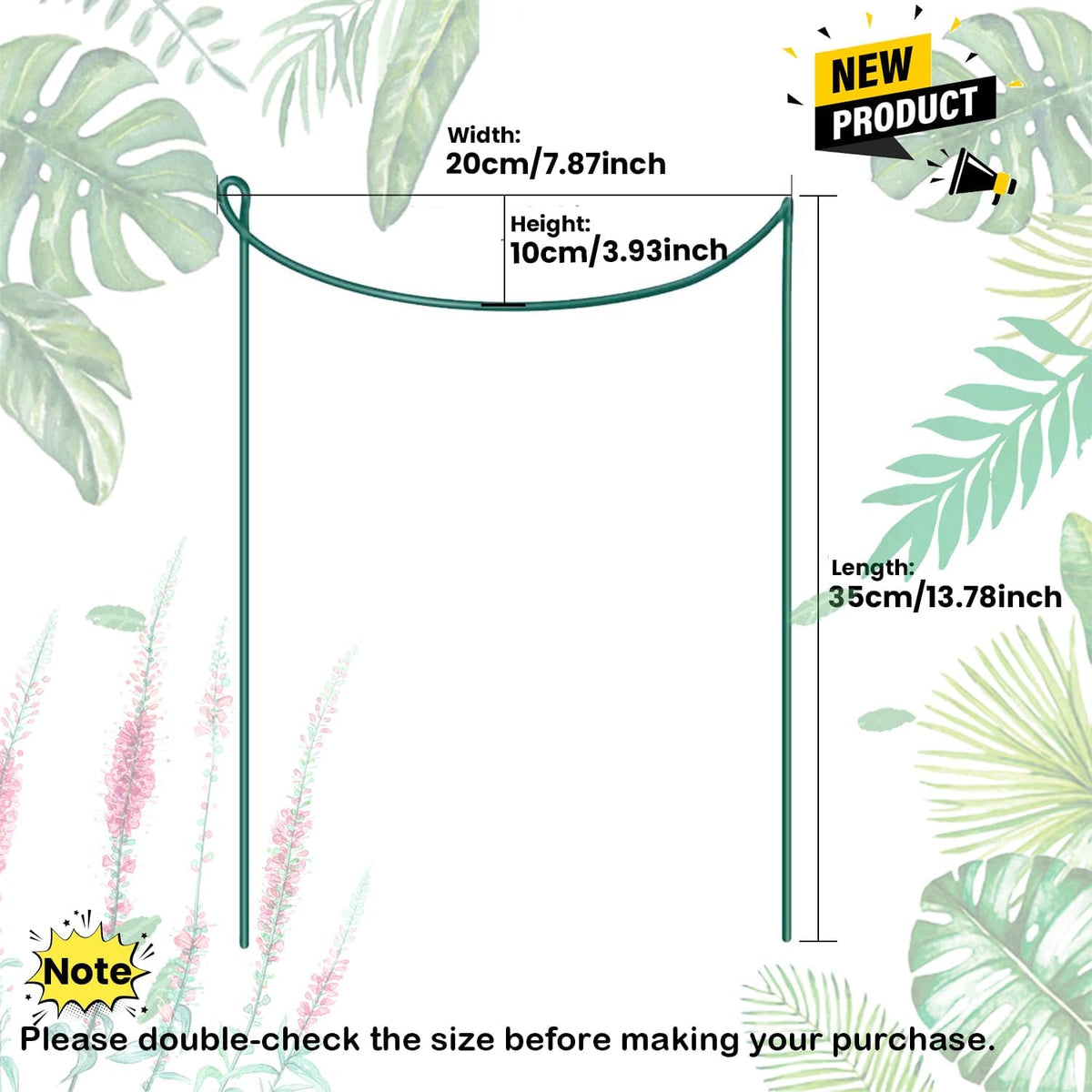 8 Pack Snake Plant Support Stakes - Rust-Proof Half Round Peony Stakes and Supports - Ideal for