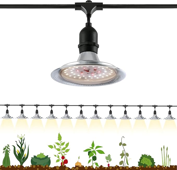 Espird Outdoor LED Grow Light, 12-Light Full Spectrum Grow Light Strip, Waterproof Plant Growing
