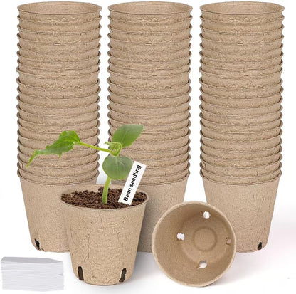 60 Packs 3.15 Inch Peat Pots,Biodegradable Pots for Seedlings with Drainage Holes, Garden