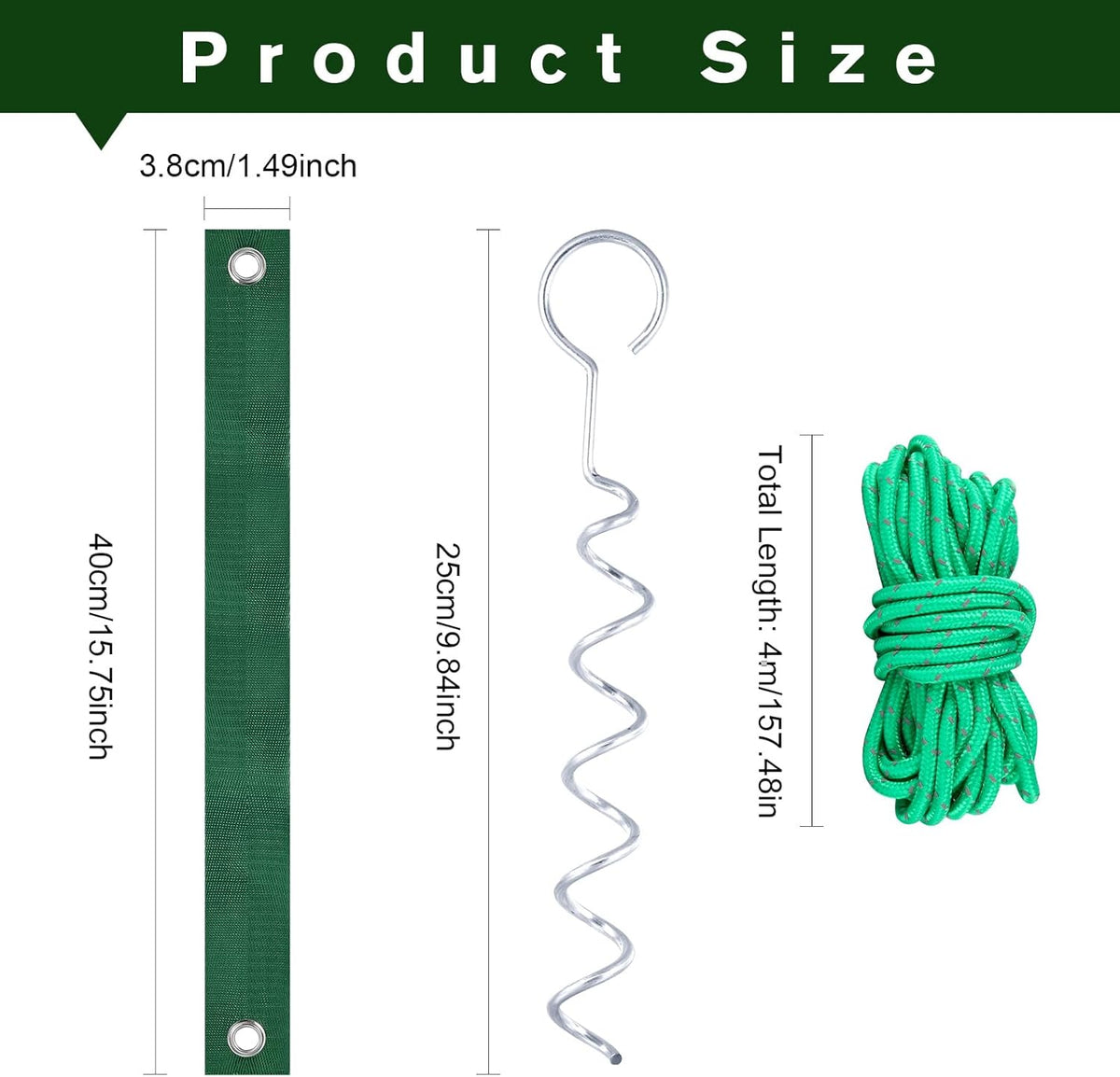 A Tree Support kit for straightening Trees, which Includes Supporting Metal Stakes and Ropes. It