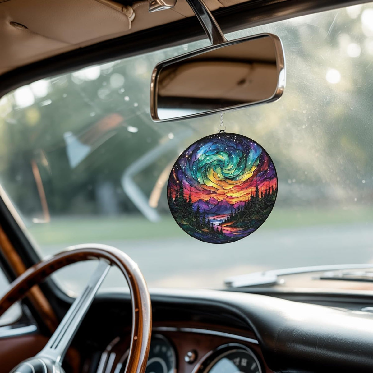 Northern Lights Aurora Acrylic Suncatcher Stained Glass Effect Window Car Hanging Christmas
