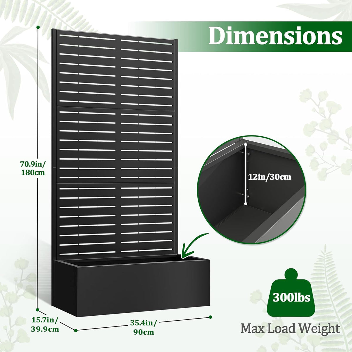 Metal Raised Garden Bed with Trellis, 2 in 1 Trellis with Planter Box & Privacy Screen for Climbing