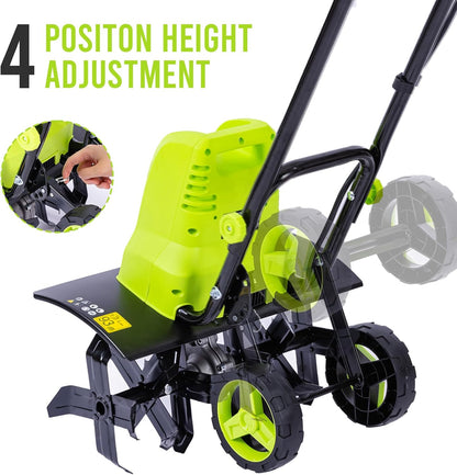 STEELITE 18 Inch Width Electric Tiller Cultivator, 8.7-Inch Depth Electric Rototiller with 24