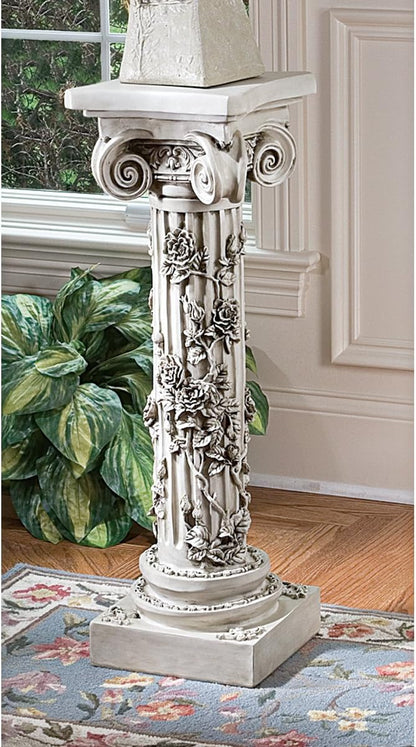 Design Toscano EU2866 Rose Garland Indoor/Outdoor Pedestal Plant Stand, 11 Inches Wide, 34 Inches