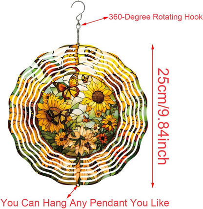 Metal Wind Spinners Outdoor Sunflower Decorations Garden Hanging, Festive Gifts for Women Mom