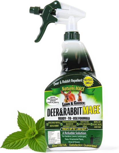 Nature’s Mace Deer and Rabbit MACE, Deer Repellent Spray For Plants, 40oz Ready-To-Use, Deer