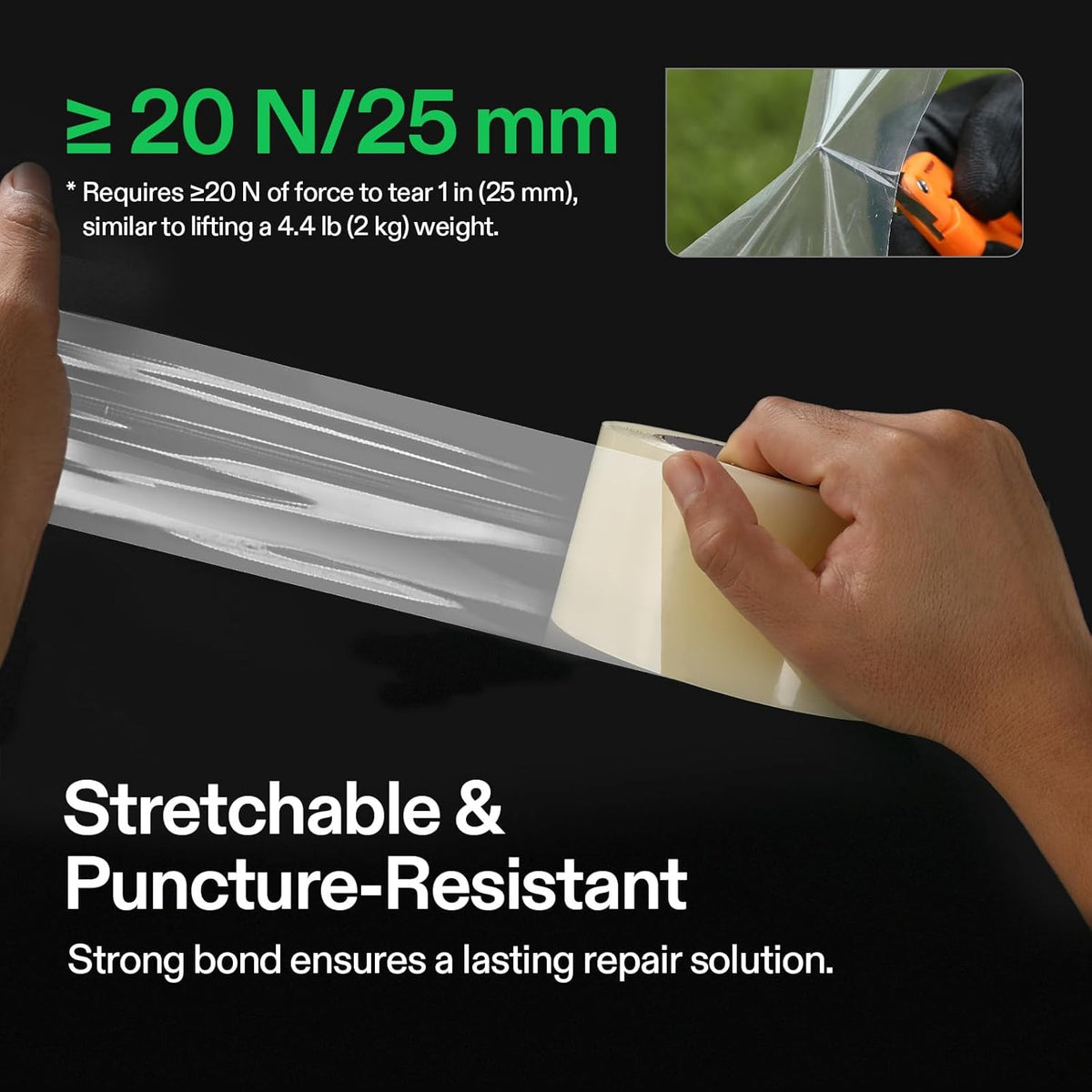 VIVOSUN Greenhouse Repair Tape, 6.3 mil 2" x 108' Weatherproof Clear Poly Patch Tape, Heavy Duty