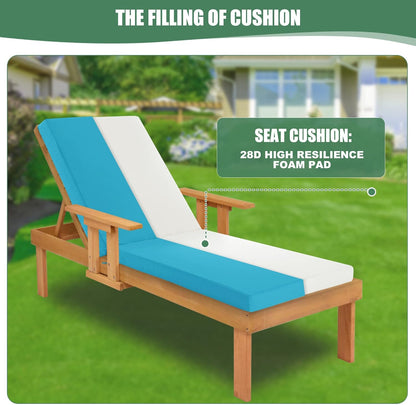 Chaise Lounge Cushions Outdoor Set of 2 - Waterproof and Fade Resistant Sun Lounger Replacement