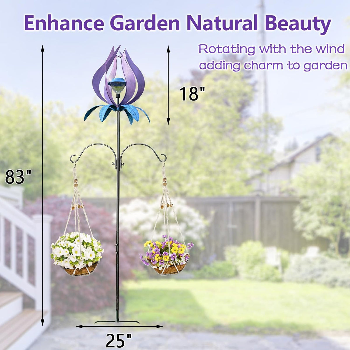 Multifunction Solar Wind Spinner Outdoor with Shepherd Hooks MANORTANG 83 Inch Metal Large