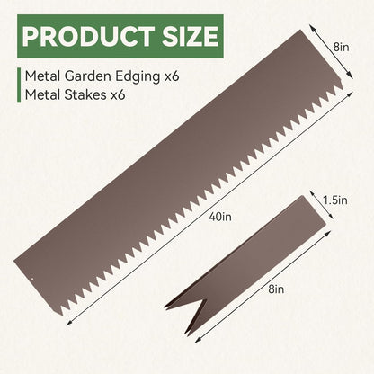 Metal Landscape Edging Kit - 6PCS 40" L x 8" H Each (20ft Total) Galvanized Bendable Garden Edging