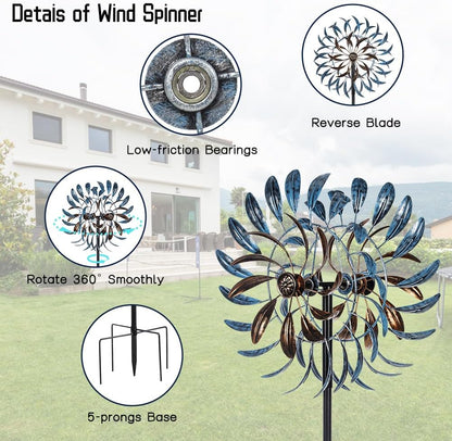 VEWOGARDEN Large Wind Spinners Outdoor, Metal Wind Sculptures & Spinners 360 Degrees Kinetic Wind
