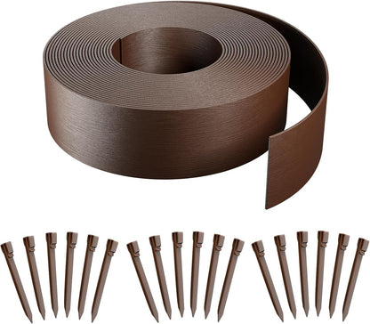 AGTEK 60FT Plastic Landscape Edging Coil Kit, 4 inch High Terrace Board Garden Edging Border with