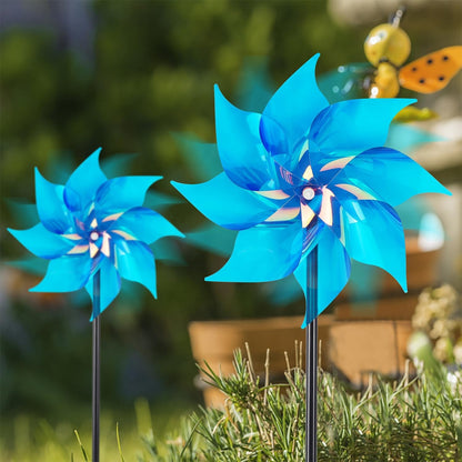 Hausse 10 Pack Reflective Pinwheels Wind Spinner, Extra Sparkly Pinwheel with Stakes, Bird