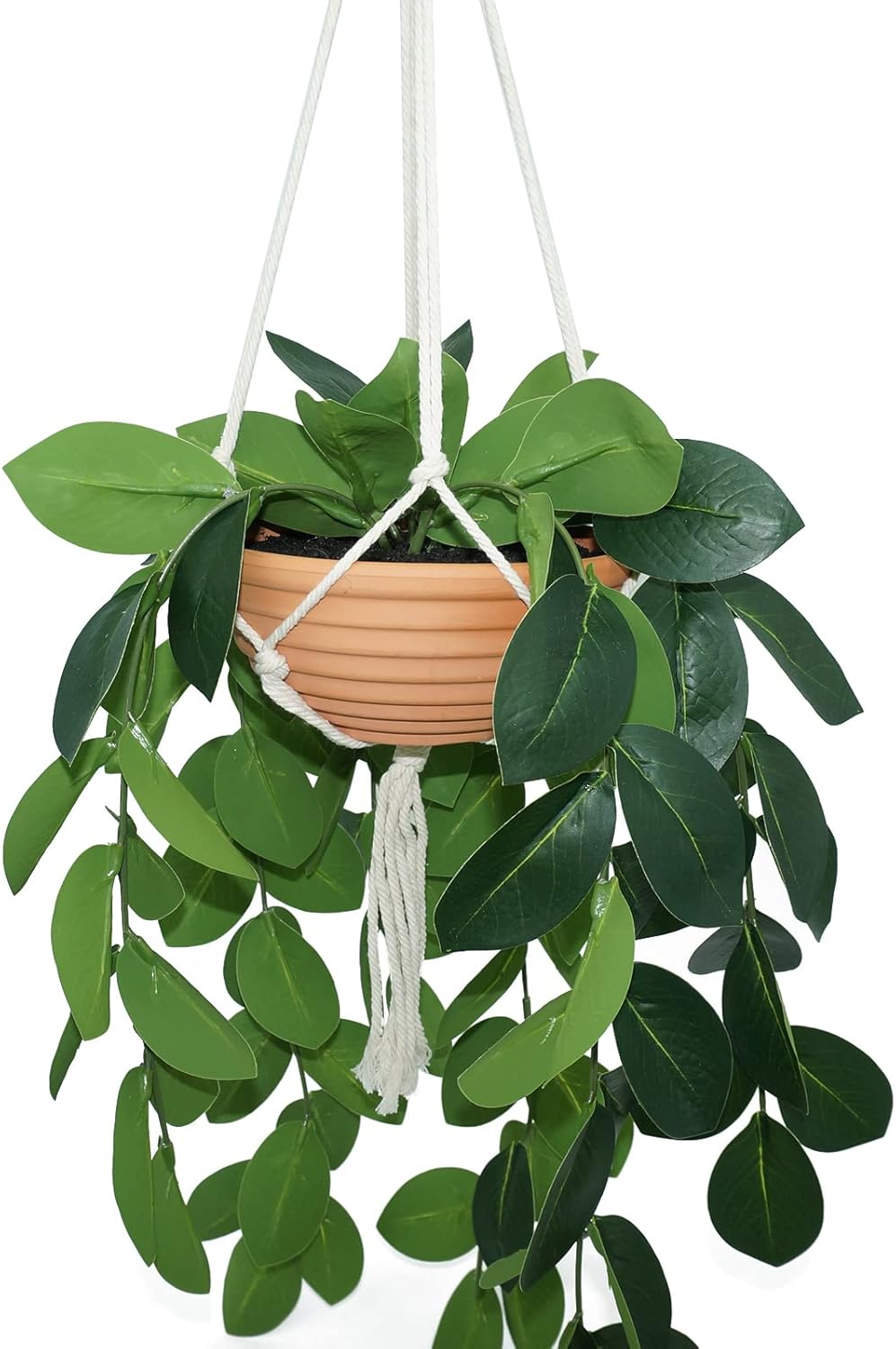 Hanging Plants Artificial Decor, Fake Hanging Plant in Clay Pot Artificial Hanging Plants with Fake