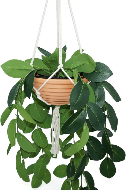 Hanging Plants Artificial Decor, Fake Hanging Plant in Clay Pot Artificial Hanging Plants with Fake