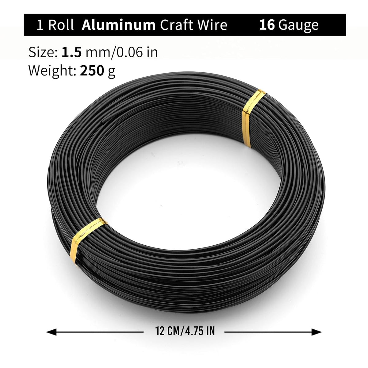 Black-1.5-Anodized Aluminum Bonsai Training Wire 250g Large Roll,Many Size to Choose,KSVZS Bendable