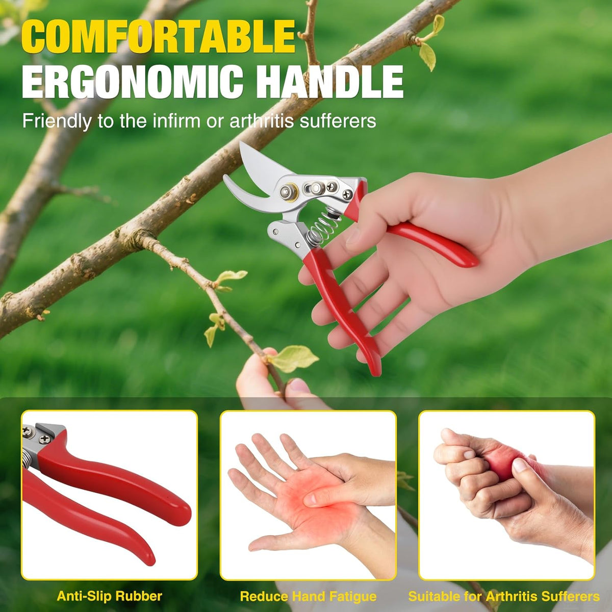 Yesker Pruning Shears Garden Shears 8.6" Professional Bypass Garden Scissors Yard Clippers with