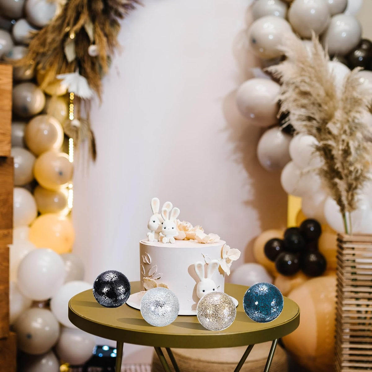 uxcell 4" Decorative Balls, 3 Pcs Mosaic Glass Balls, Decorative Table Sphere Orbs, Centerpiece