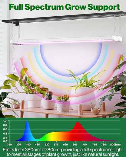 Sunco 6 Pack Grow Lights for Indoor Plants LED, 4FT Grow Light for Greenhouse, 80W, Full Spectrum