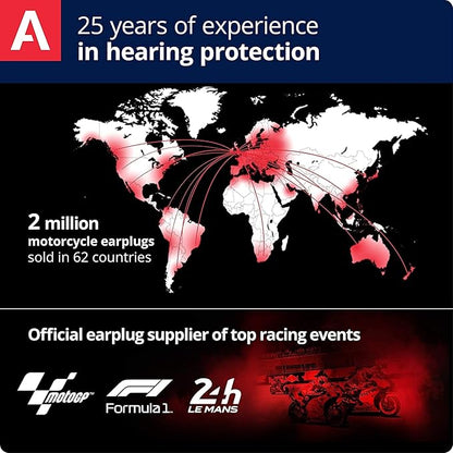 Alpine MotoSafe Race MotoGP™ - Motorcycle Ear Plugs for Wind Noise Reduction - 20dB - Ultra Soft