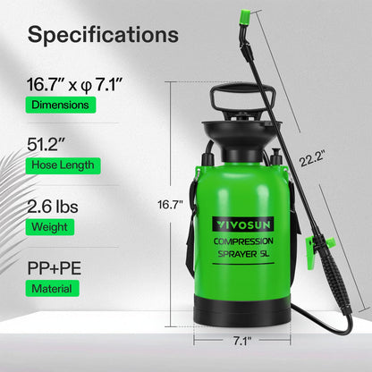 VIVOSUN 1.35-Gallon Pump Pressure Sprayer