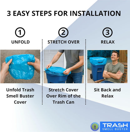 Trash Can Cover Biodegradable Odor Eliminating Bag with Elastic Rubber Band Lemon Scented Durable