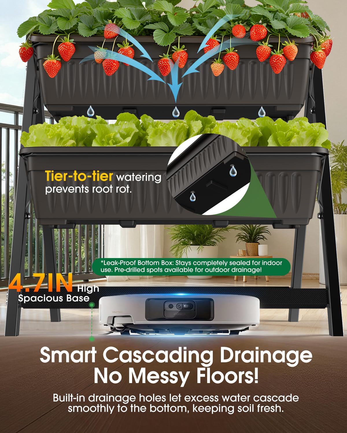 Olaiti 5-Tier Vertical Garden Bed Planter Boxes with Drainage System & Storage Space, Freestanding