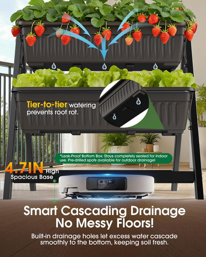 Olaiti 5-Tier Vertical Garden Bed Planter Boxes with Drainage System & Storage Space, Freestanding