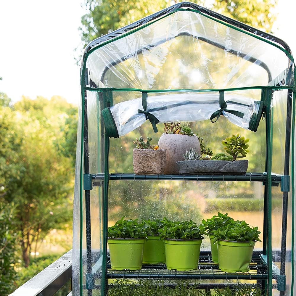 Worth Garden 5 Tier Mini Greenhouse - 75'' H x 27'' L x 19'' W - Sturdy Portable Gardening Shelves
