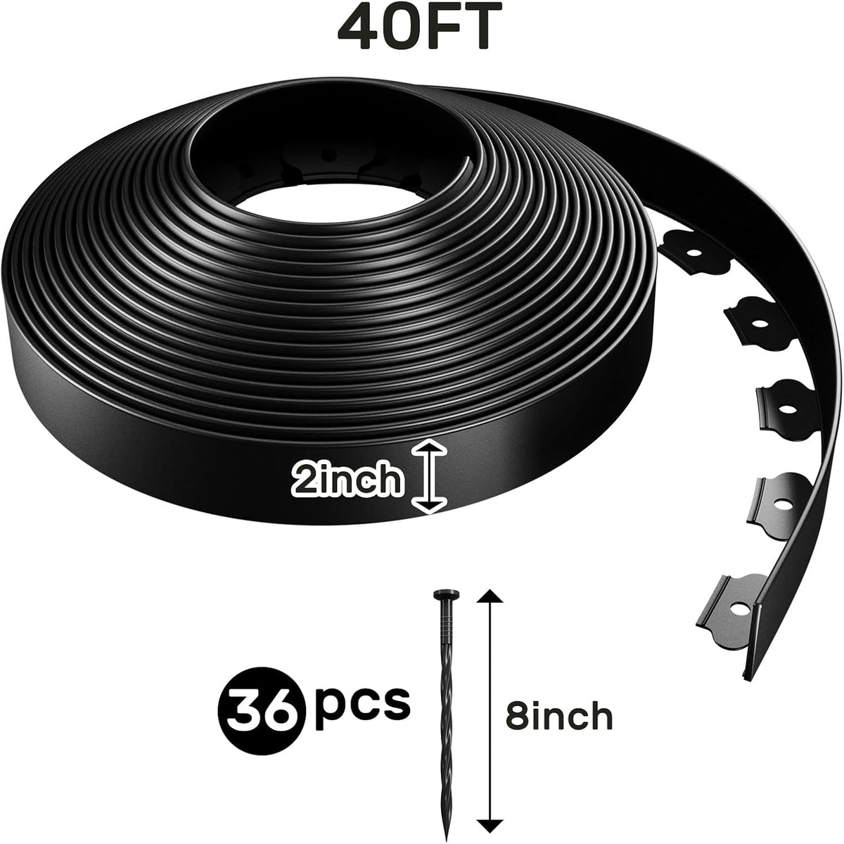 AGTEK Garden Edging 40FT Landscape Edging Kit 2 Inch Height Plastic Garden Border No Dig Lawn
