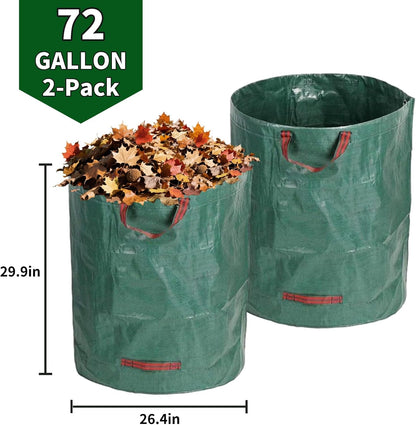 Yard Waste Bags 2 Pack 16 Gallon/72 Gallon Reusable Heavy Duty Leaf & Lawn Bags with 2 Handles for
